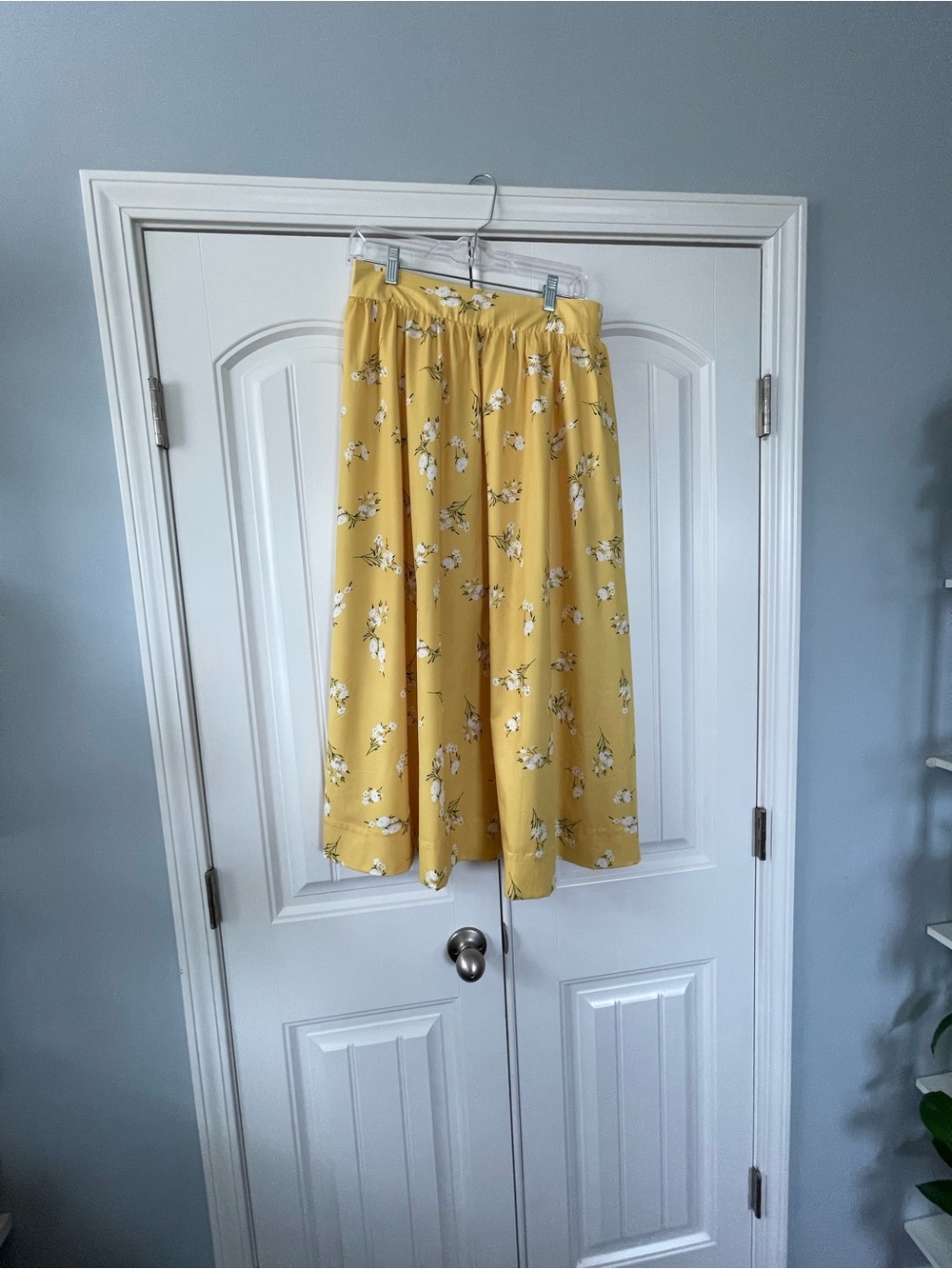 Yellow Floral Midi Skirt - Women's Skirt
